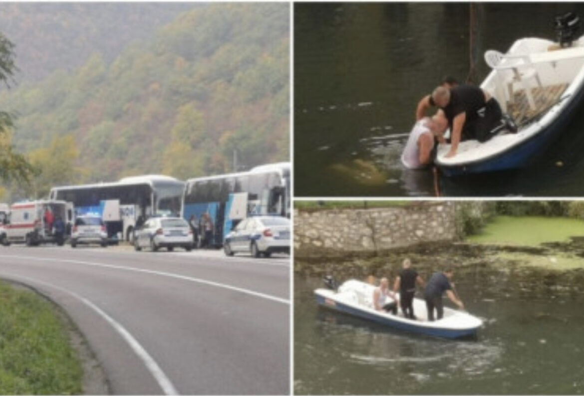 PRVE FOTOGRAFIJE SA MESTA NEZGODE U OVČAR BANJI: Putnike koji su pali sa visećeg mosta izvlače SPASIOCI! (FOTO)