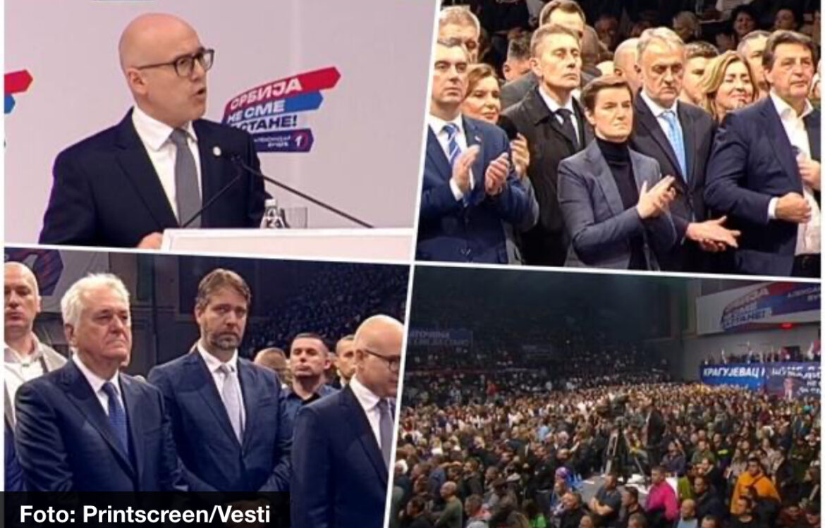 UŽIVO VUČEVIĆ PRED DUPKE PUNOM HALOM U KRAGUJEVCU: Glavna poruka je da Srbija ne sme da stane! (FOTO) 