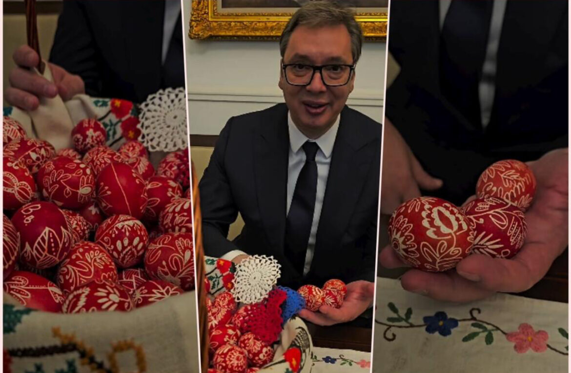 „VI STE SRCE I DUŠA NAŠEG NARODA“ Vučić uz čestitku za Vaskrs pokazao POSEBAN POKLON koji je dobio od Srba sa KiM (VIDEO) 