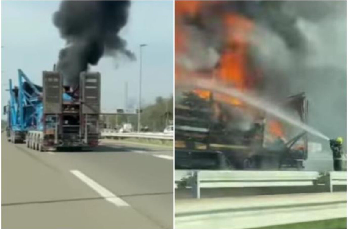 STRAŠNE SCENE NA AUTO-PUTU KOD ALEKSINCA! Bukti požar nasred saobraćajnice, vatrogasci se bore sa plamenom