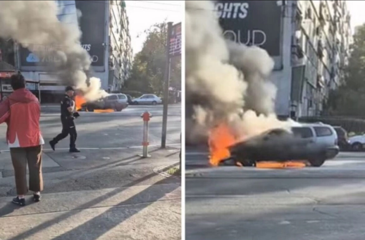GORI AUTOMOBIL KOD ŠUMICA! Drama nasred prometne raskrsnice, ne idu trole ka gradu