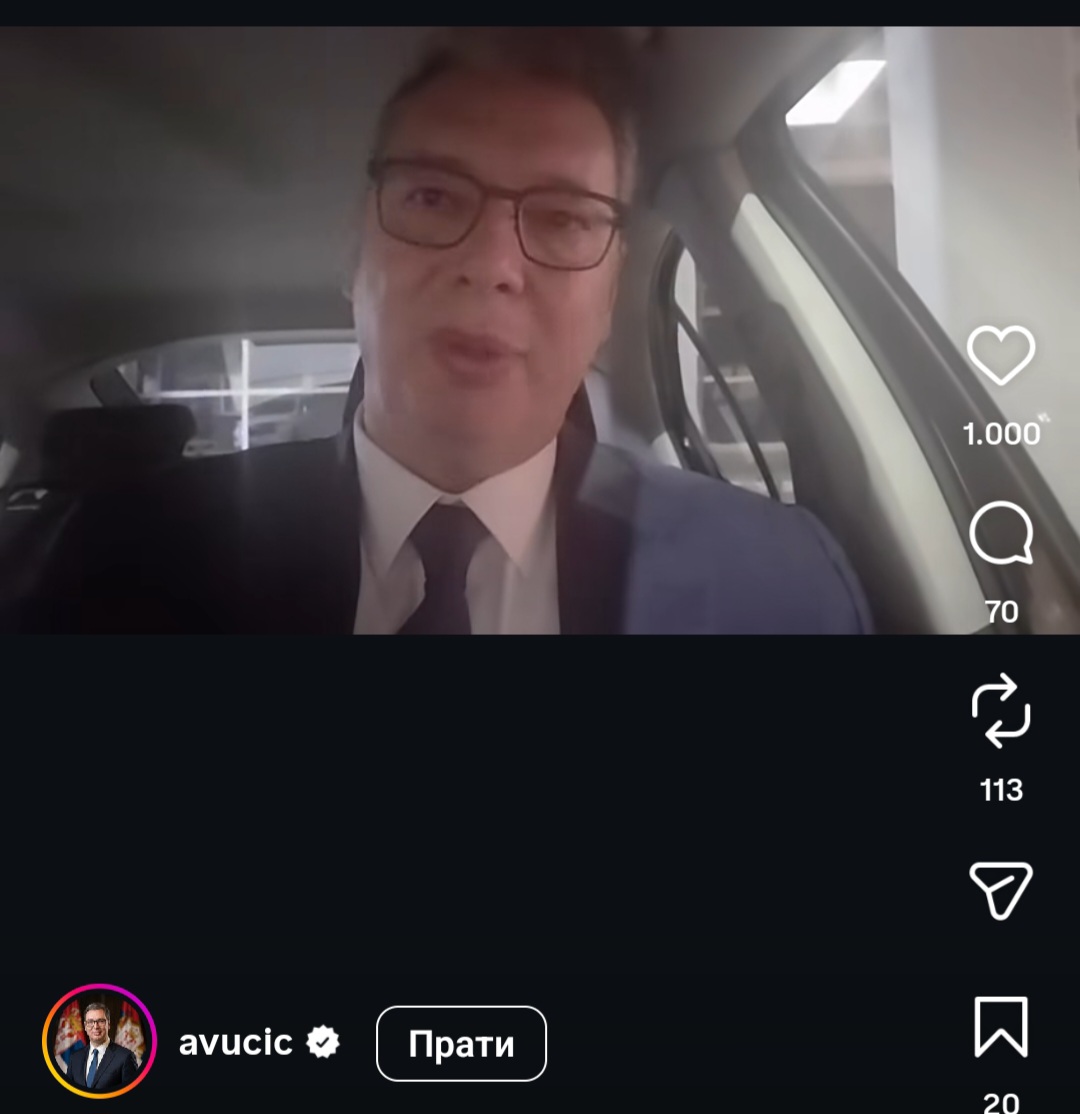 Vučić u automobilu ispred Arene: Poslao poruku građanima koji su došli na skup