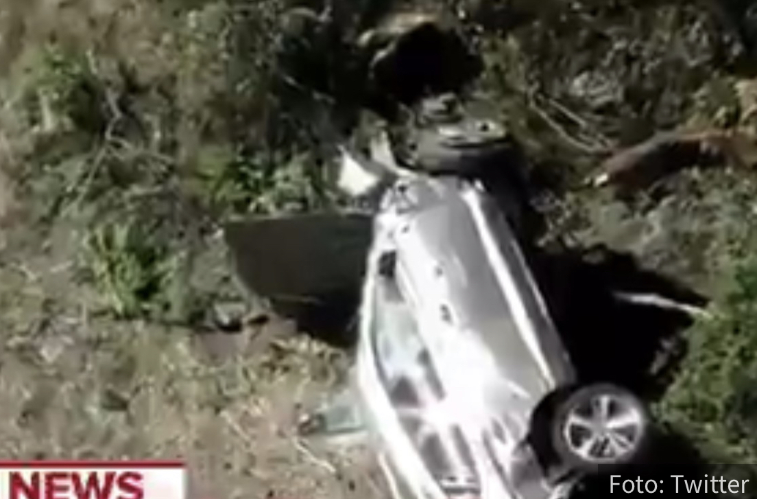 Prvi snimci sa mesta užasne nesreće Tajgera Vudsa: Automobil je potpuno uništen i smrskan! (VIDEO)
