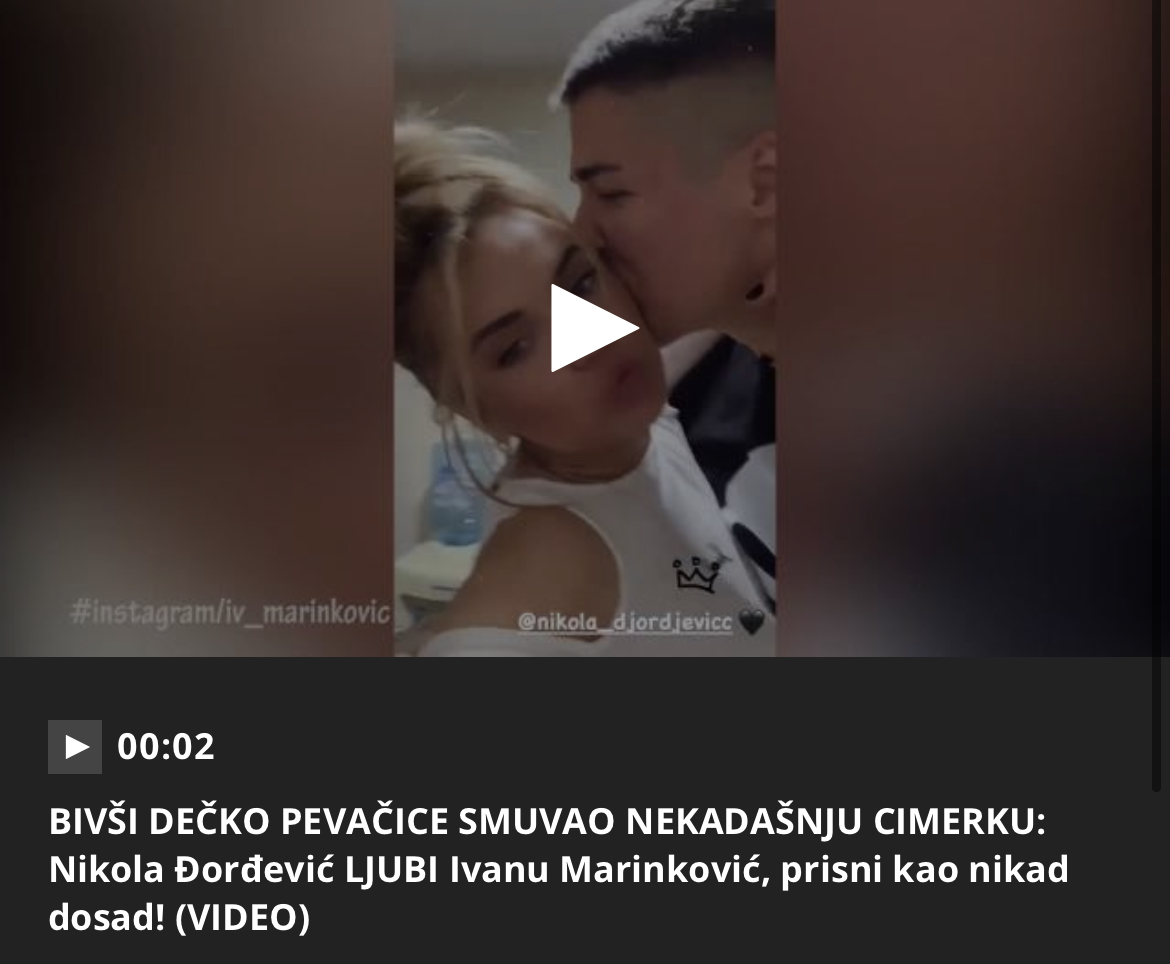 BIVŠI DEČKO PEVAČICE SMUVAO NEKADAŠNJU CIMERKU: Nikola Đorđević LJUBI Ivanu Marinković, prisni kao nikad dosad! (VIDEO)