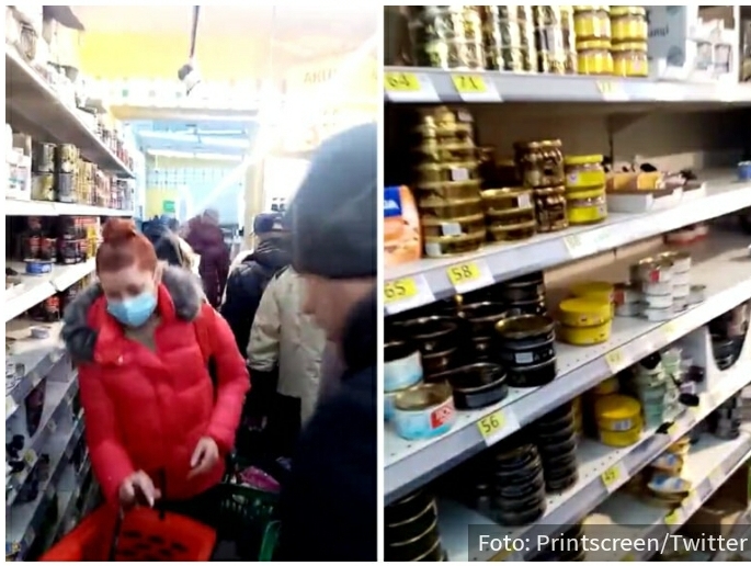 DRAMA u Kijevu: Ljudi PANIČNO kupuju namirnice, pojedini rafovi ispražnjeni (VIDEO)