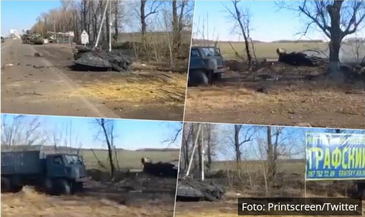 UKRAJINCI UNIŠTILI RUSKU KOLONU NA ULAZU U HARKOV T-80BVM i BTR -3 zbrisani sa lica zemlje! NLW spalio PRORIV-3VIDEO