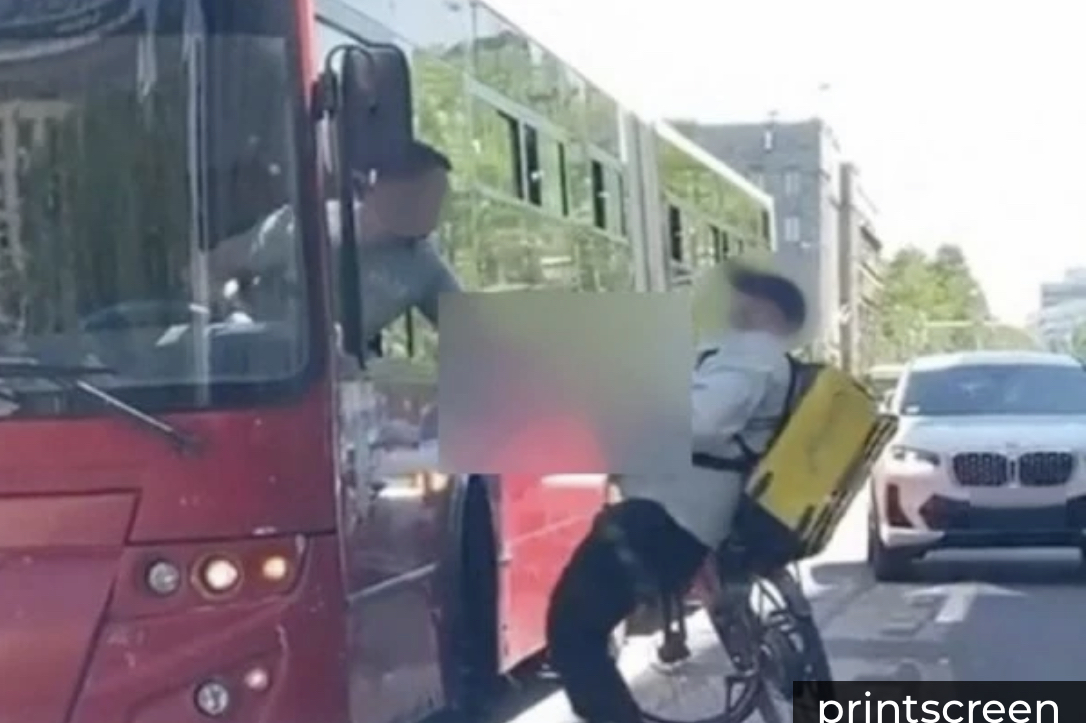 TUČA NA TRGU NIKOLE PAŠIĆA! Sukobili se vozač autobusa i biciklista, i to nasred kolovoza (VIDEO)