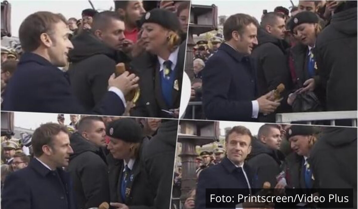 SRPKINJA MAKRONU POKLONILA RAKIJU Pogledajte kako je Slađana predala šljivovicu predsedniku Francuske, ostavila poklon i za Vučića