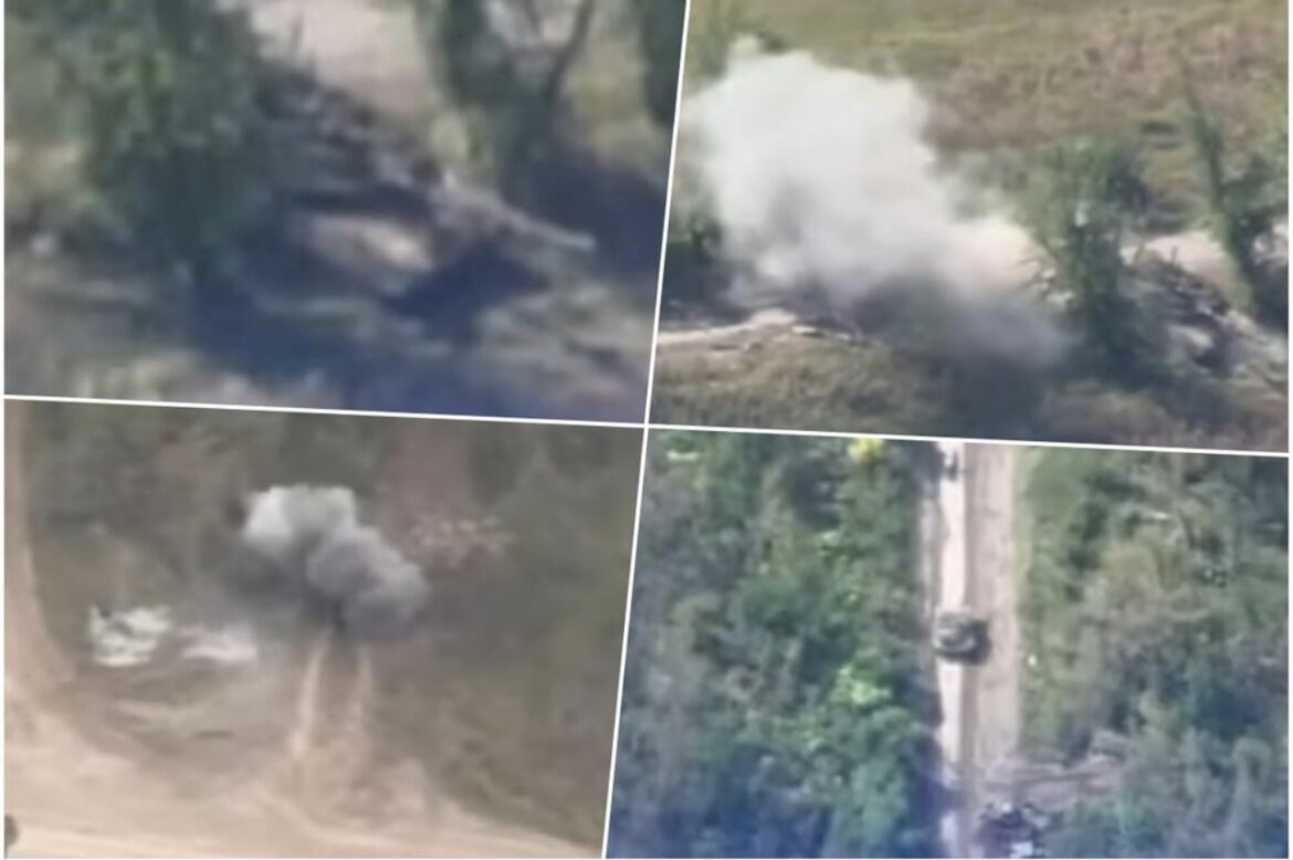 DRONOVI OD 500$ UNIŠTILI RUSKI PONOS KOD BAHMUTA: Pogledajte tri ukrajinska pogotka u tenk T-90M vredan 4,5 miliona dolara (VIDEO)￼