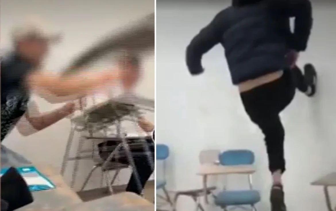 UČENICI GAĐAJU NASTAVNICU, BACAJU STOLICE, UNIŠTAVAJU INVENTAR Šokantni snimci nasilja iz škole u Tuzima (VIDEO)