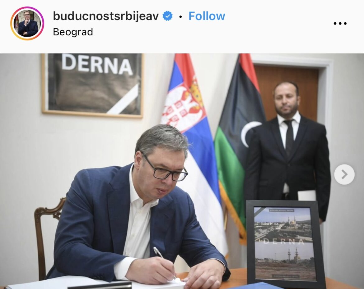 SRBIJA SAOSEĆA SA BOLOM PRIJATELJSKOG NARODA, SPREMNA JE DA POMOGNE: Predsednik Vučić se upisao u knjigu žalosti u ambasadi Libije
