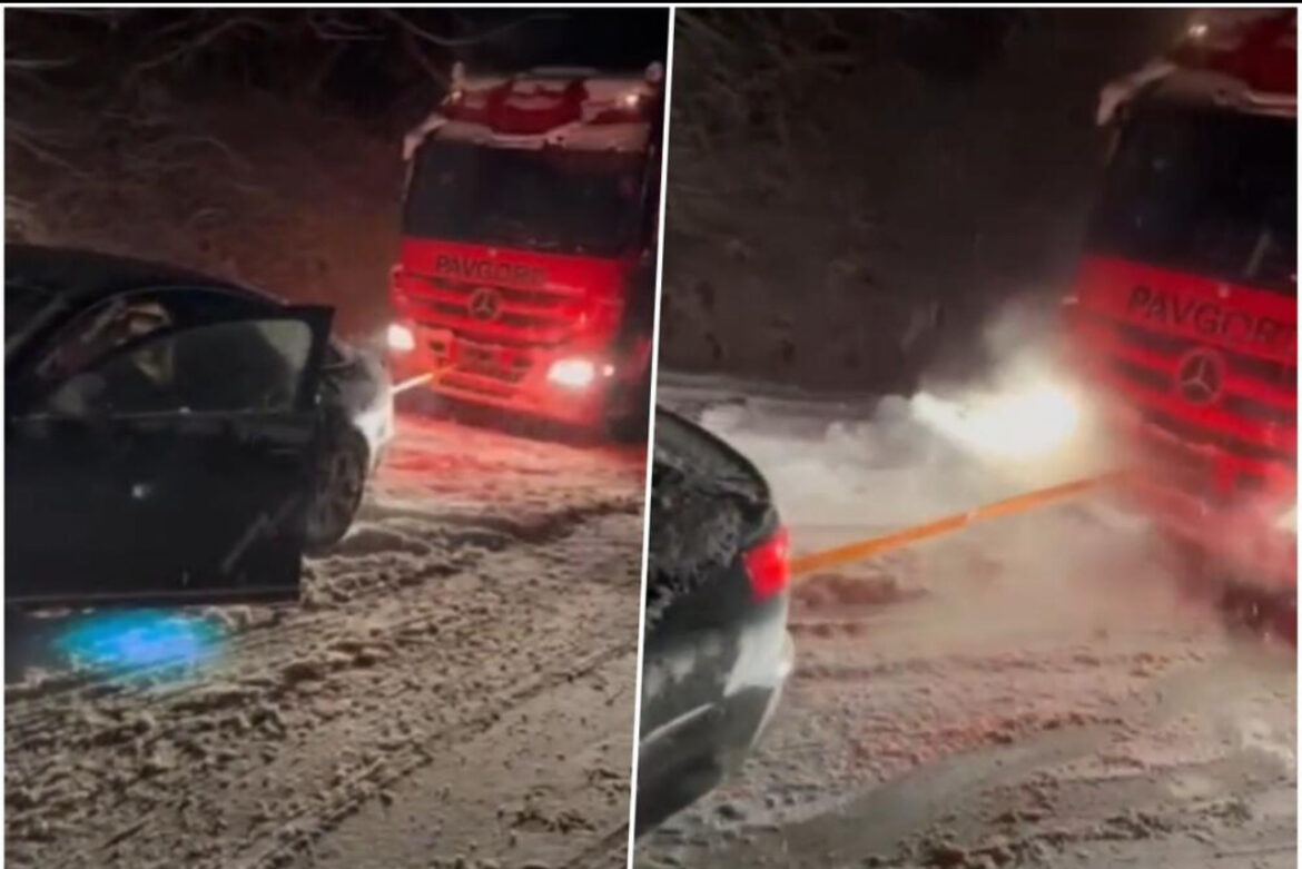 HIT SCENA NA ZAVEJANOJ PLANINI U BiH: Vozač kamiona nije mogao da nastavi put zbog snega, ali stigla je NEOČEKIVANA POMOĆ (VIDEO)