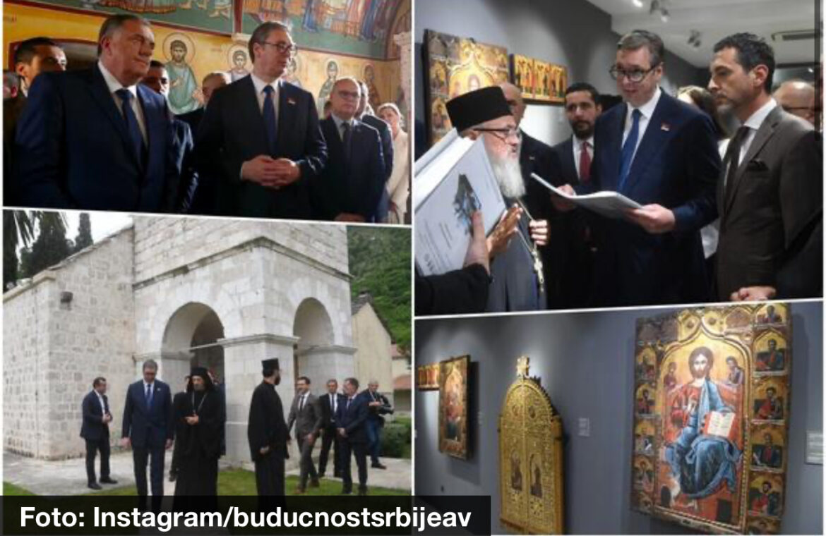 VUČIĆ I DODIK U MANASTIRU ŽITOMISLIĆ: Srbija će učiniti sve da pomogne očuvanju najvrednijih istorijskih i verskih artefakata 