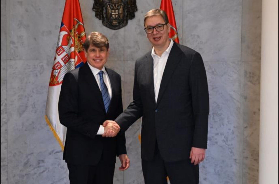 „SRDAČAN RAZGOVOR S JEDNIM OD NAJBLIŽIH PRIJATELJA PREDSEDNIKA TRAMPA“ Vučić ručao s Rodom Blagojevićem: Ponosni Šumadinac koji svim srcem voli dve zemlje FOTO