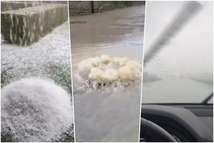 „SVE SE ZABELELO! JE L’ OVO SNEG ILI GRAD?!“ Neverovatni snimci nevremena u Srbiji u maju: Ljudi lopatom čiste nanose u dvorištu, PRST PRED OKOM SE NE VIDI