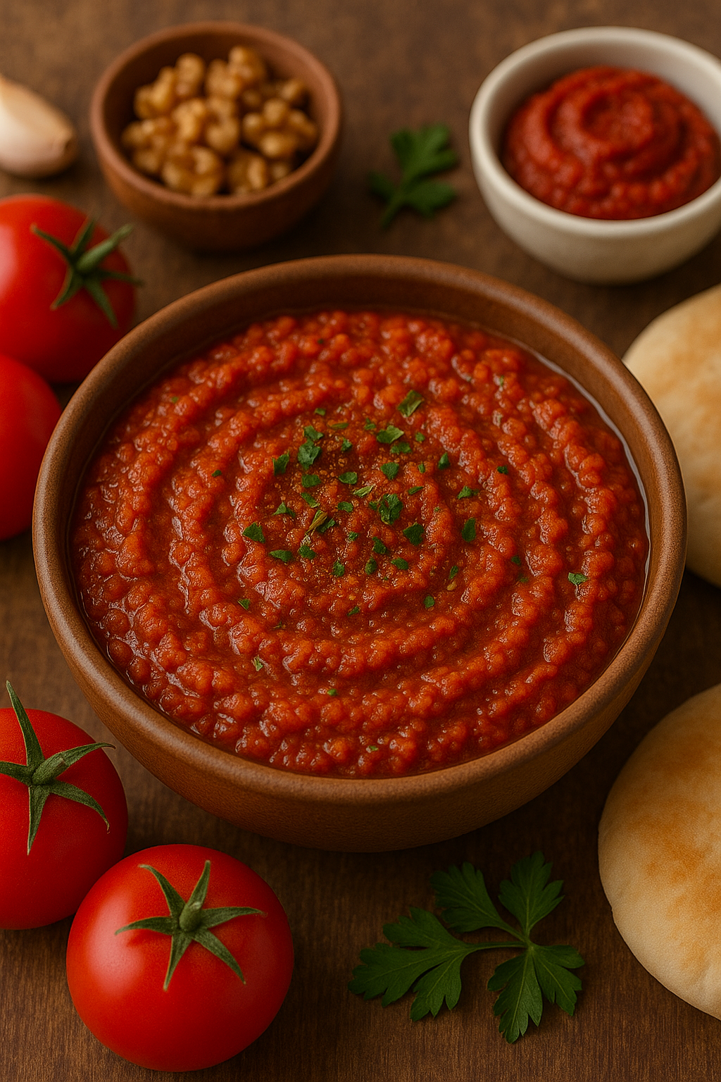 🍅 Evo recepta za turski namaz od paradajza – poznat kao acuka ili ezme, pikantan, aromatičan i savršen uz hleb ili kao meze: