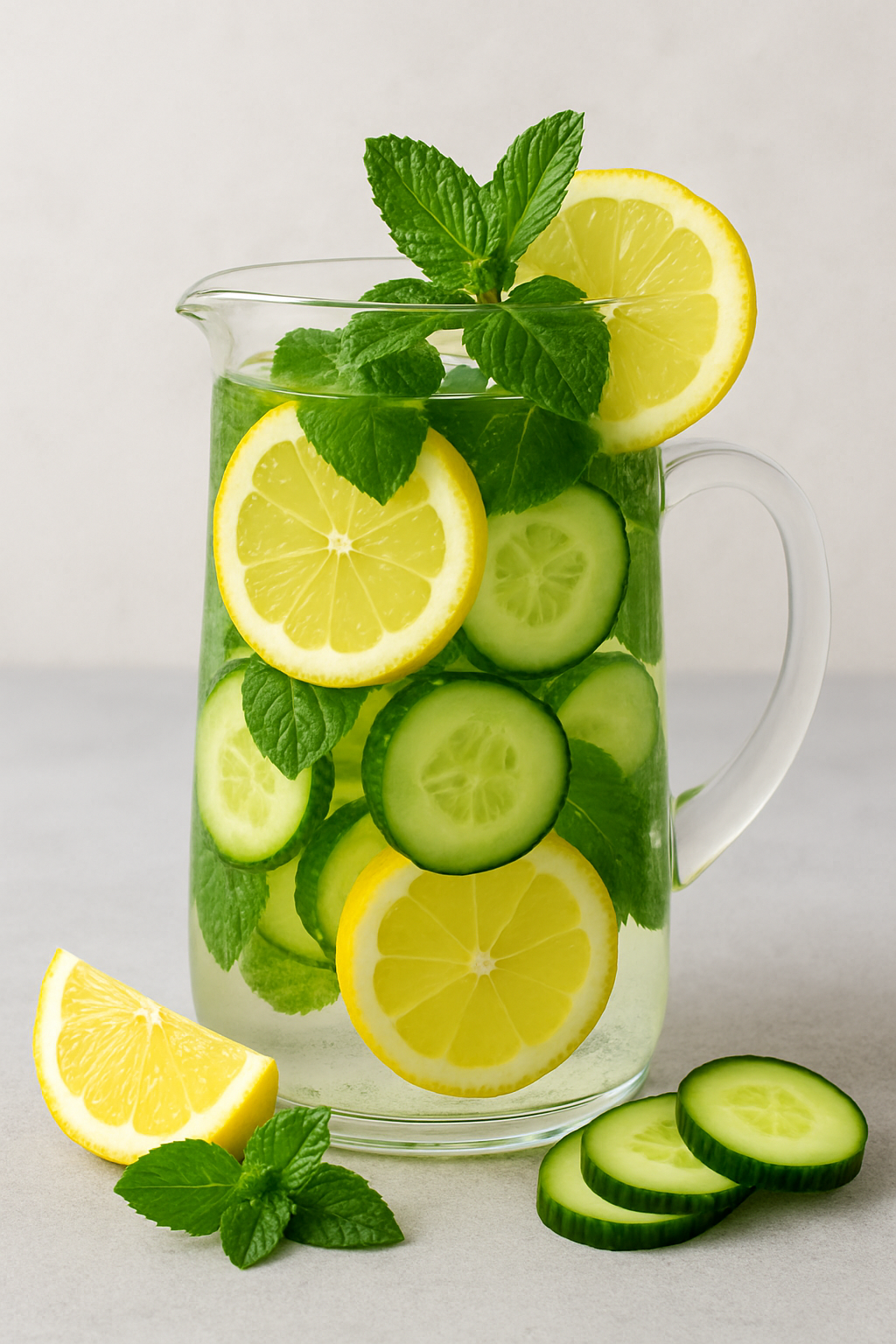 🍋 Osvežavajuća voda s limunom, krastavcem i nanom