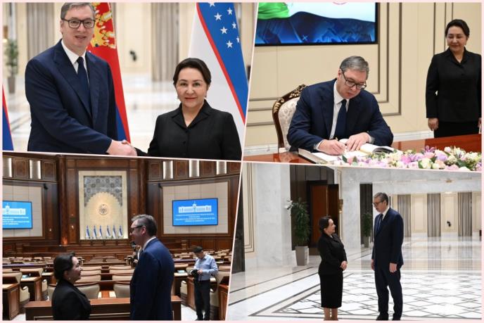 PREDSEDNIK SRBIJE NASTAVLJA POSETU UZBEKISTANU Vučić se sastao s predsedavajućom parlamenta: Zahvalan na toploj dobrodošlici i prijateljstvu koje smo potvrdili
