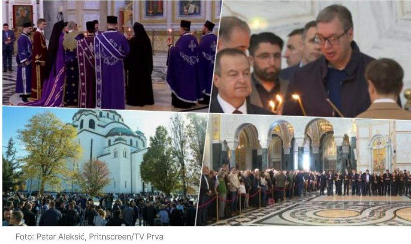 UŽIVO PARASTOS STRADALIMA U PADU NADSTREŠNICE: Predsednik Vučić prisustvuje službi u Hramu Svetog Save (FOTO)