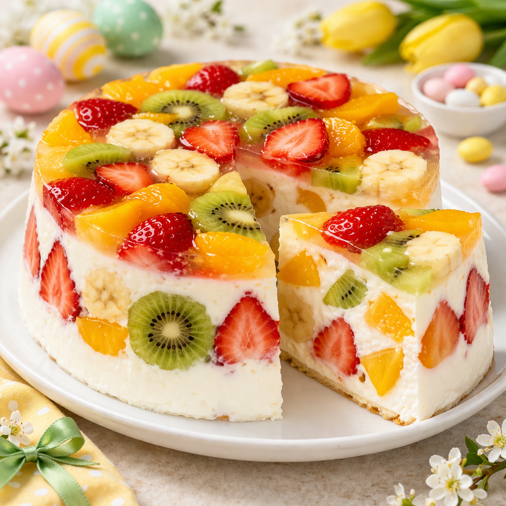 Uskršnji voćni kremasti kolač (bez pečenja)