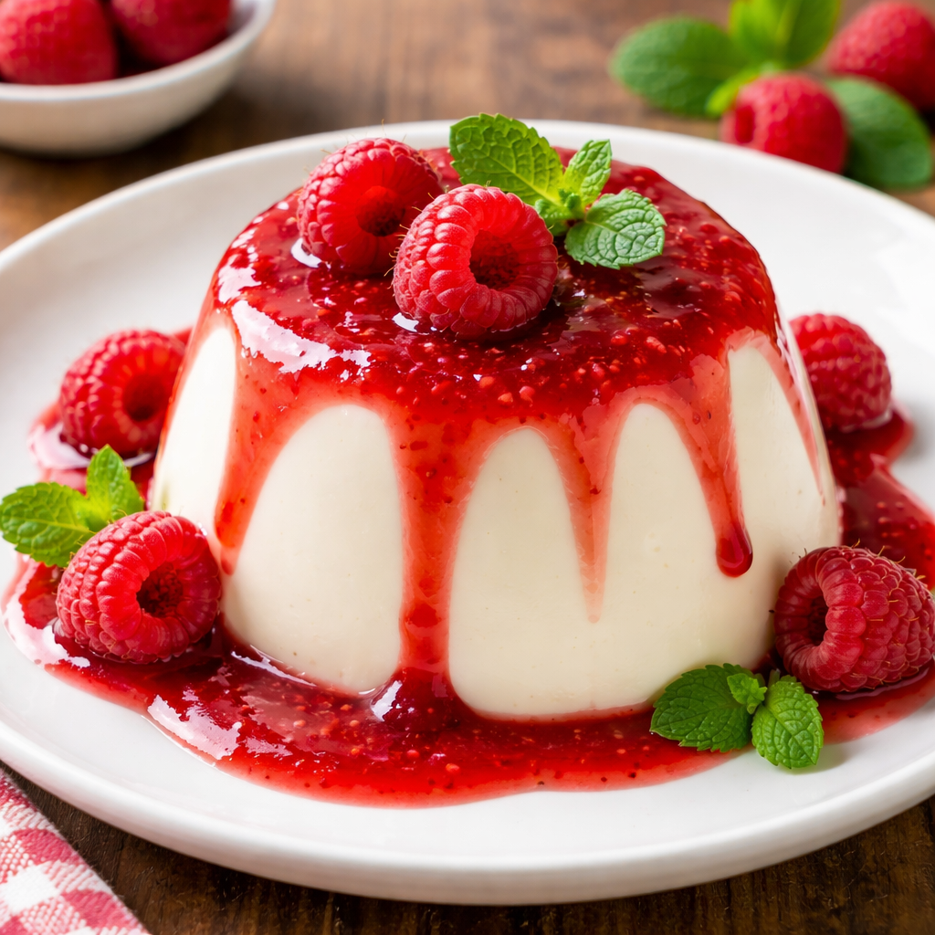 Panna cotta sa sosom od malina