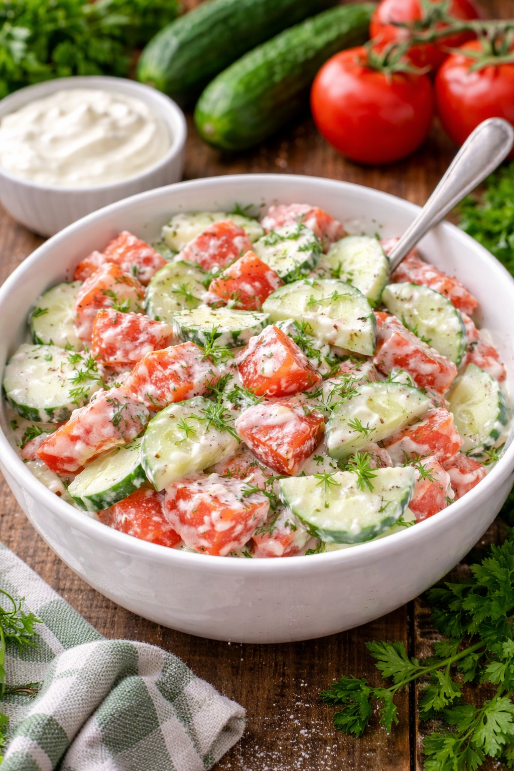 Kremasta salata od krastavaca i paradajza