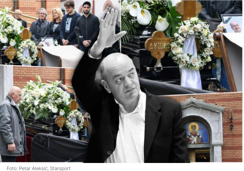 TUŽNA POVORKA KRENULA KA VEČNOJ KUĆI DUŠKA VUJOŠEVIĆA: Potresne scene na Novom groblju, kovčeg i krst nose slavni košarkaši Partizana