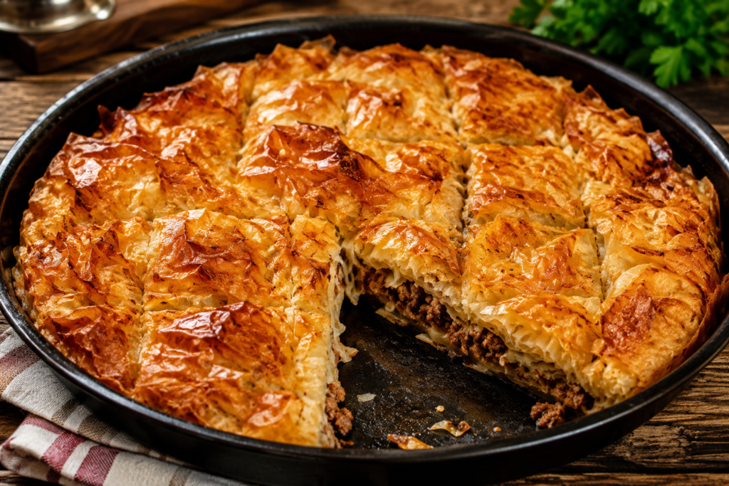 Šuškava pita sa mesom bez razvlačenja testa