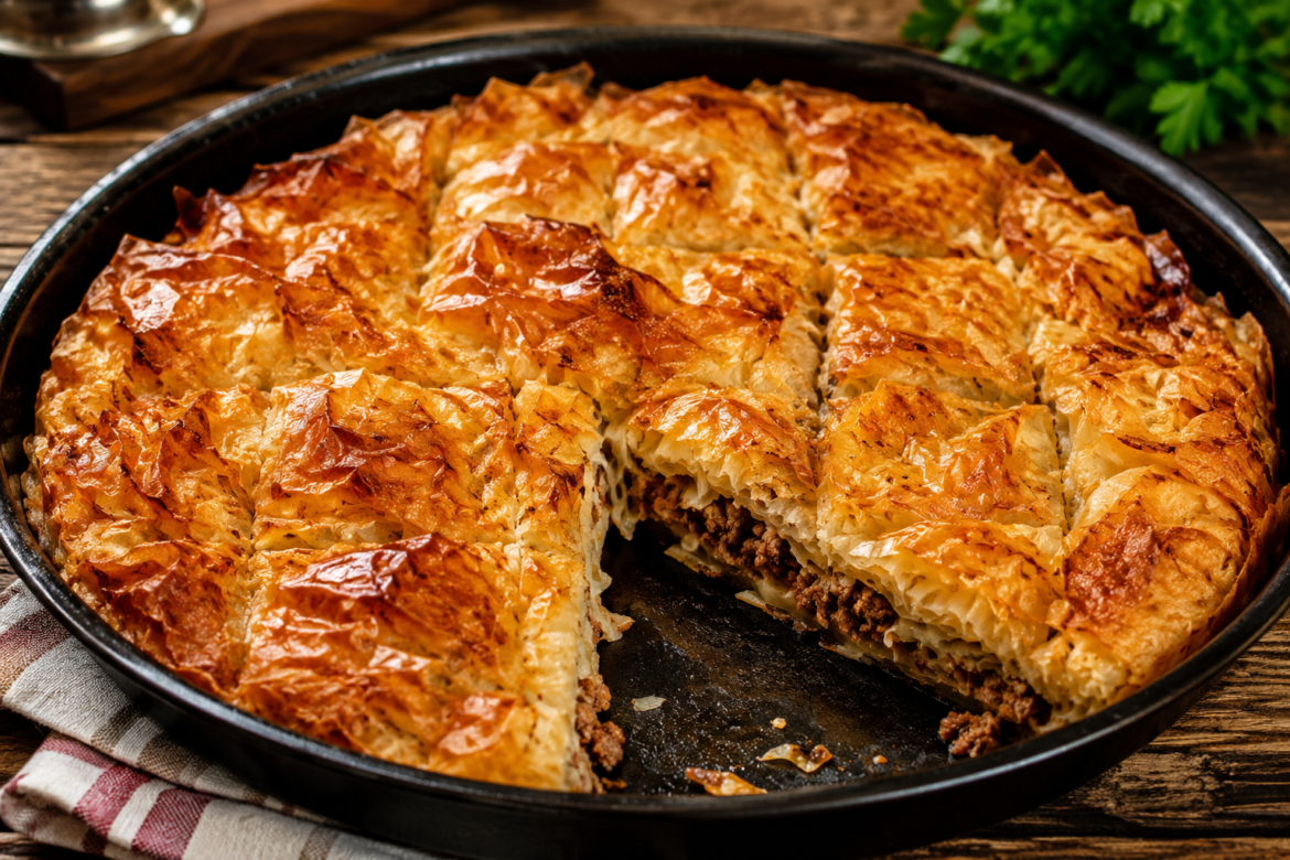 Šuškava pita sa mesom bez razvlačenja testa