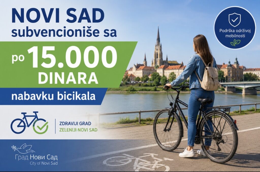Novi Sad subvencioniše sa po 15.000 dinara nabavku bicikala