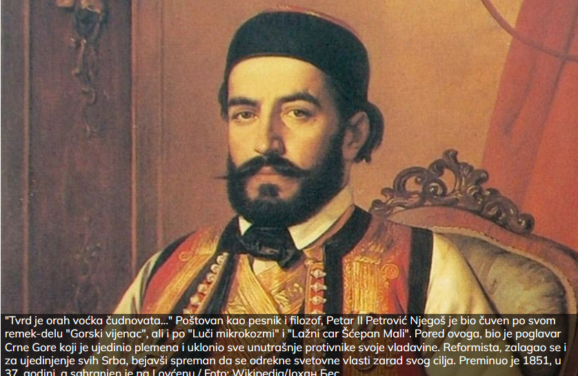 Zašto je Njegoš jedan od najvećih filozofa koje smo imali? 11 misli koje ni posle 2 veka nisu izgubile snagu