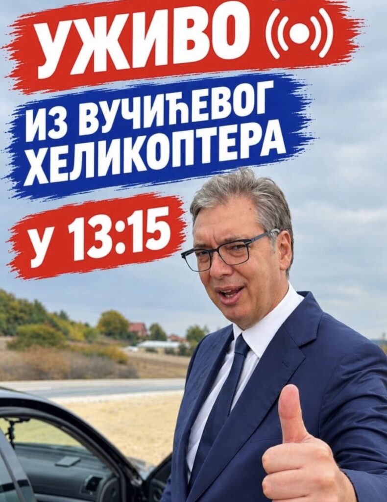 „Uživo iz helikoptera“: Vučić najavio uključenje i napravio šalu, pa&hellip;